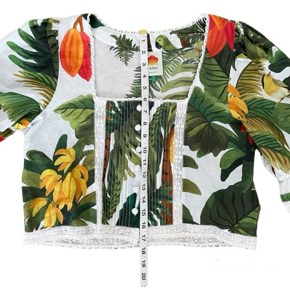 FARM RIO Cocoa Forest Puff-Sleeve Blouse - Excellent Used Condition, Large - Picture 11 of 16